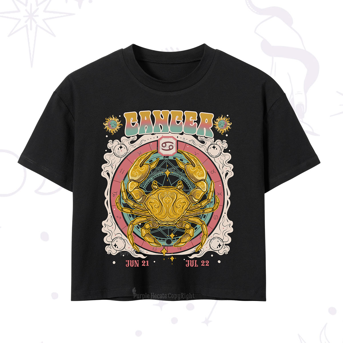 Purplehecate Cancer Cosmic Zodiac Crop T-Shirt