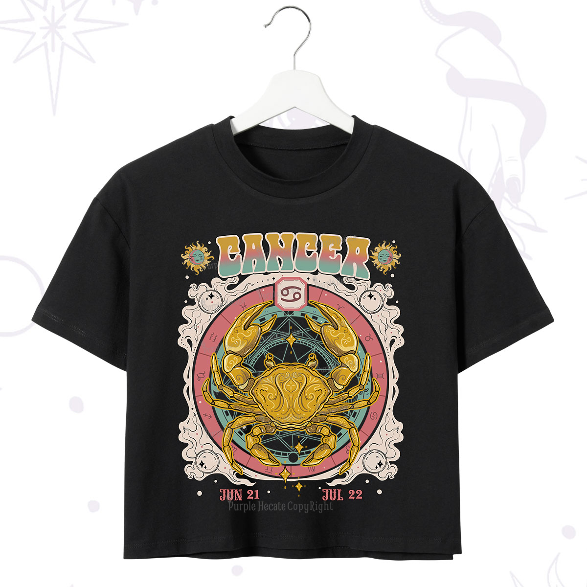 Purplehecate Cancer Cosmic Zodiac Crop T-Shirt