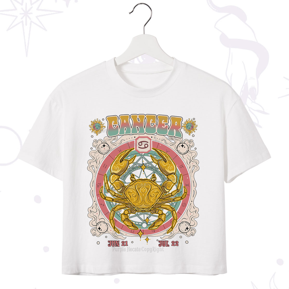 Purplehecate Cancer Cosmic Zodiac Crop T-Shirt