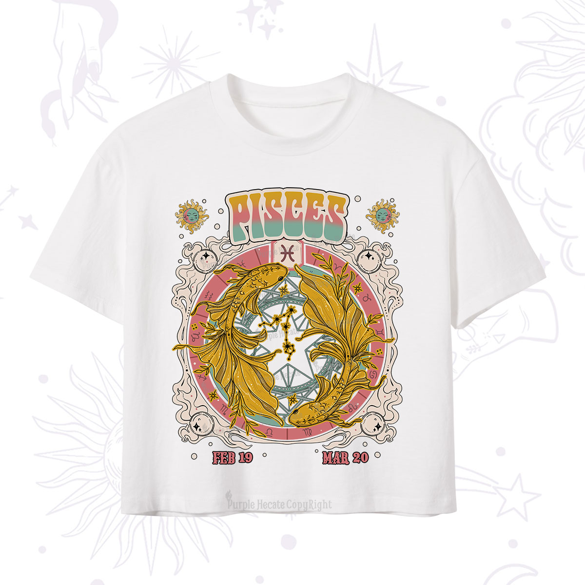 Purplehecate Pisces Cosmic Zodiac Crop T-Shirt