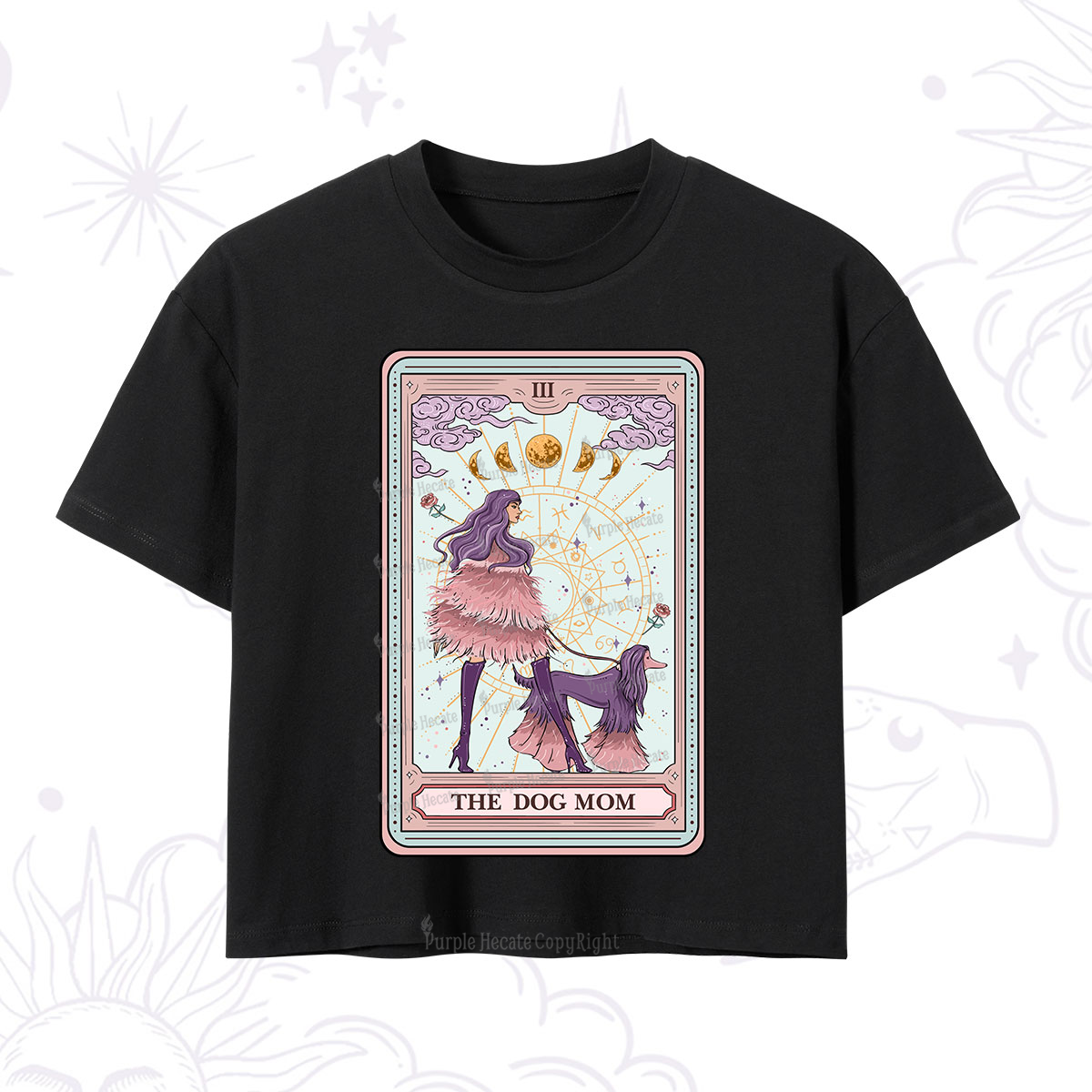 Purplehecate The Fashionable Dog Mom Tarot Crop T-Shirt