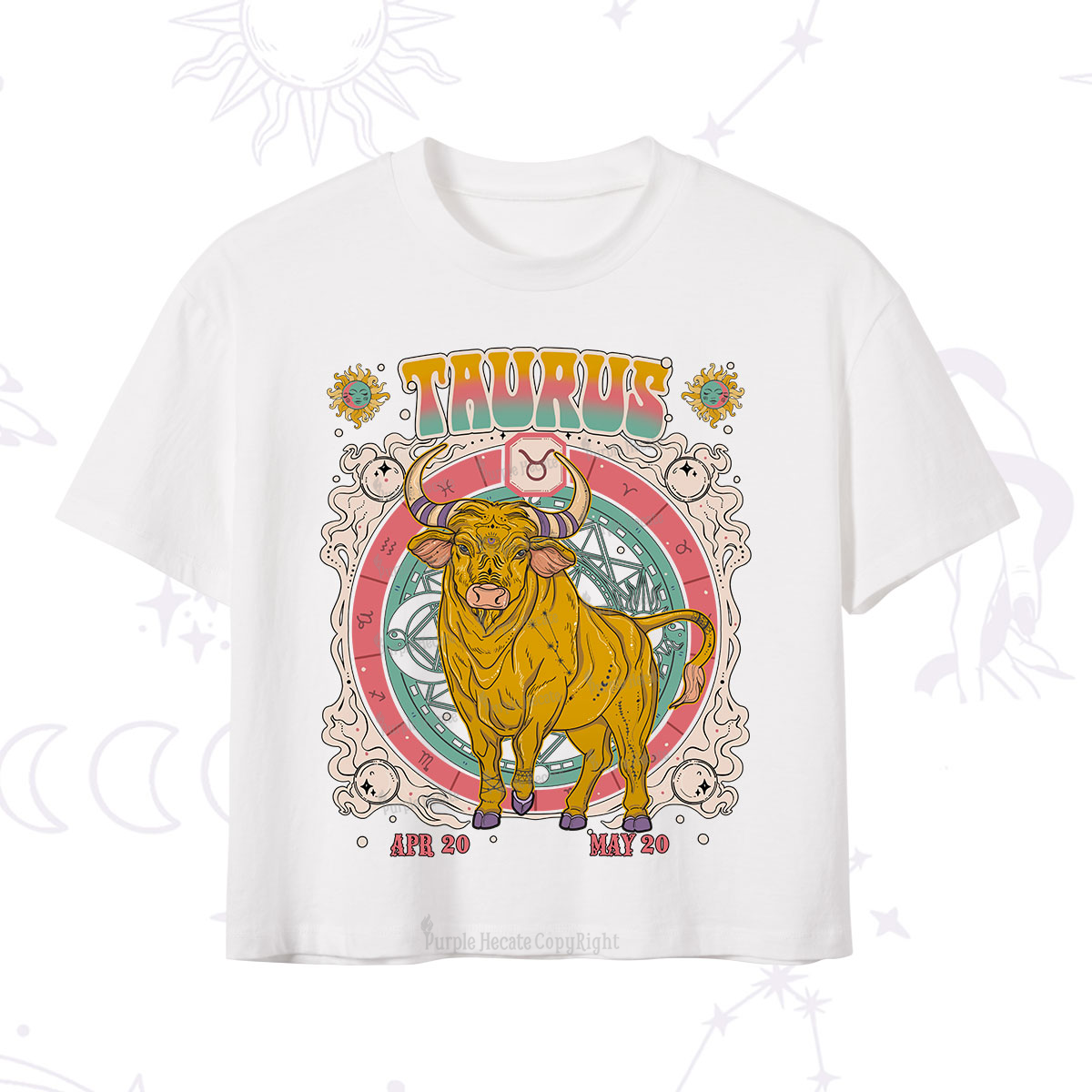Purplehecate Taurus Cosmic Zodiac Crop T-Shirt