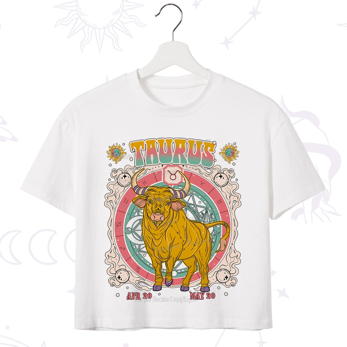 Purplehecate Taurus Cosmic Zodiac Crop T-Shirt