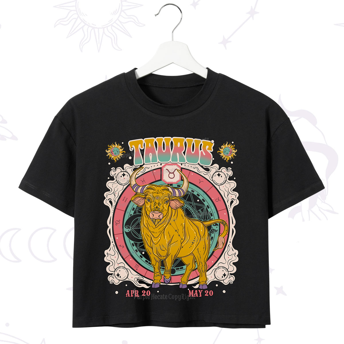 Purplehecate Taurus Cosmic Zodiac Crop T-Shirt