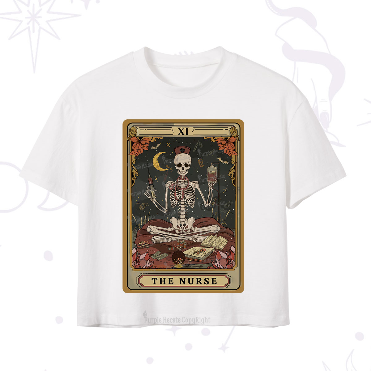 Purplehecate The Nurse Skeleton Tarot Crop T-Shirt
