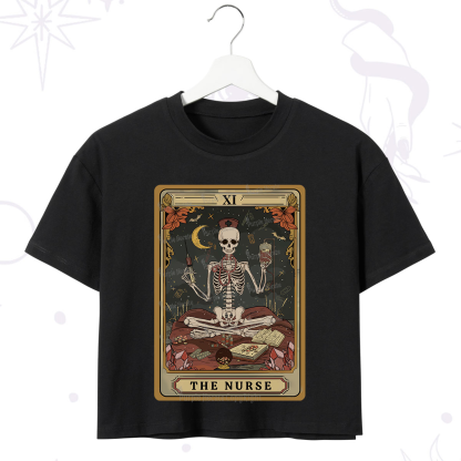 Purplehecate The Nurse Skeleton Tarot Crop T-Shirt