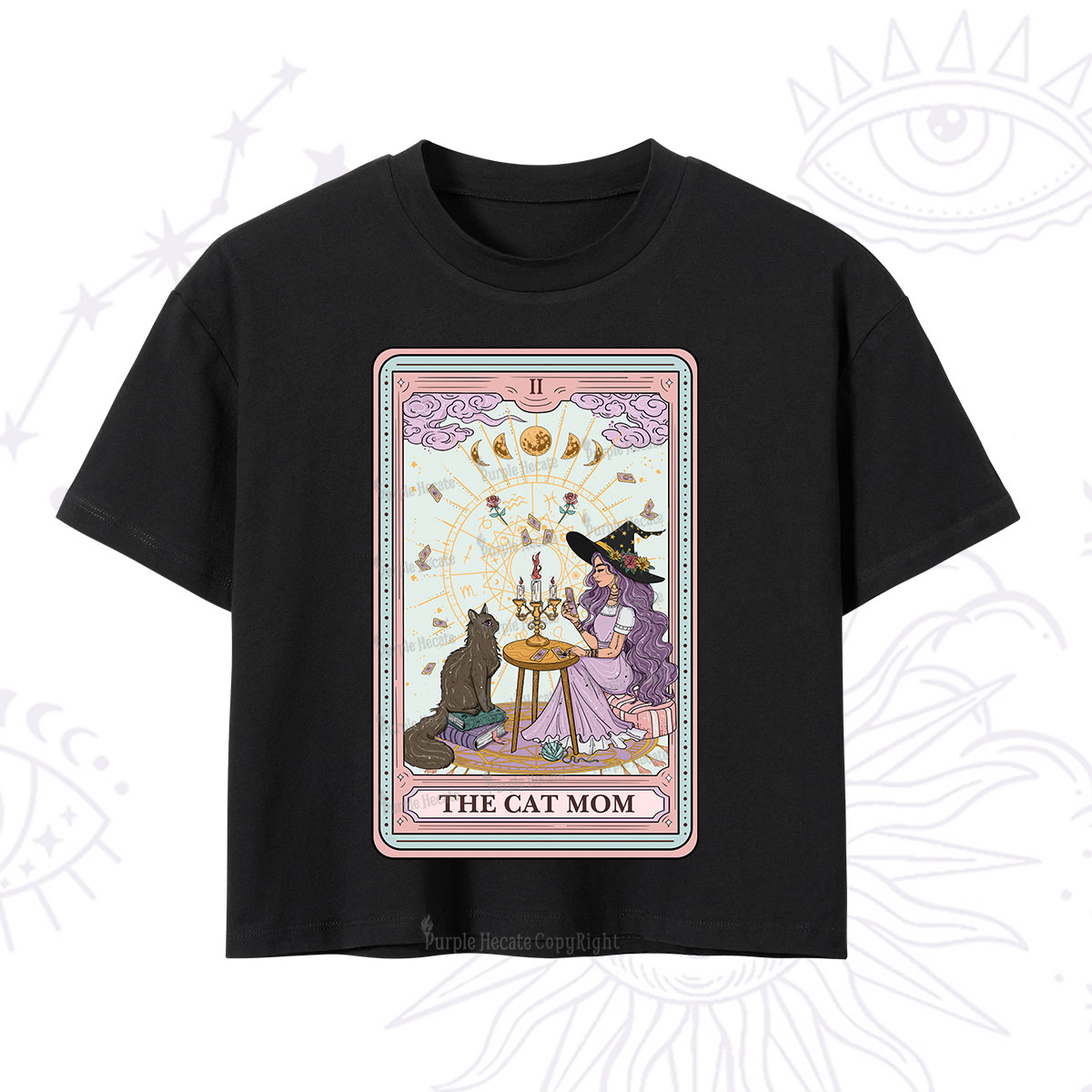 Purplehecate The Cat Witch Mom Tarot Crop T-Shirt