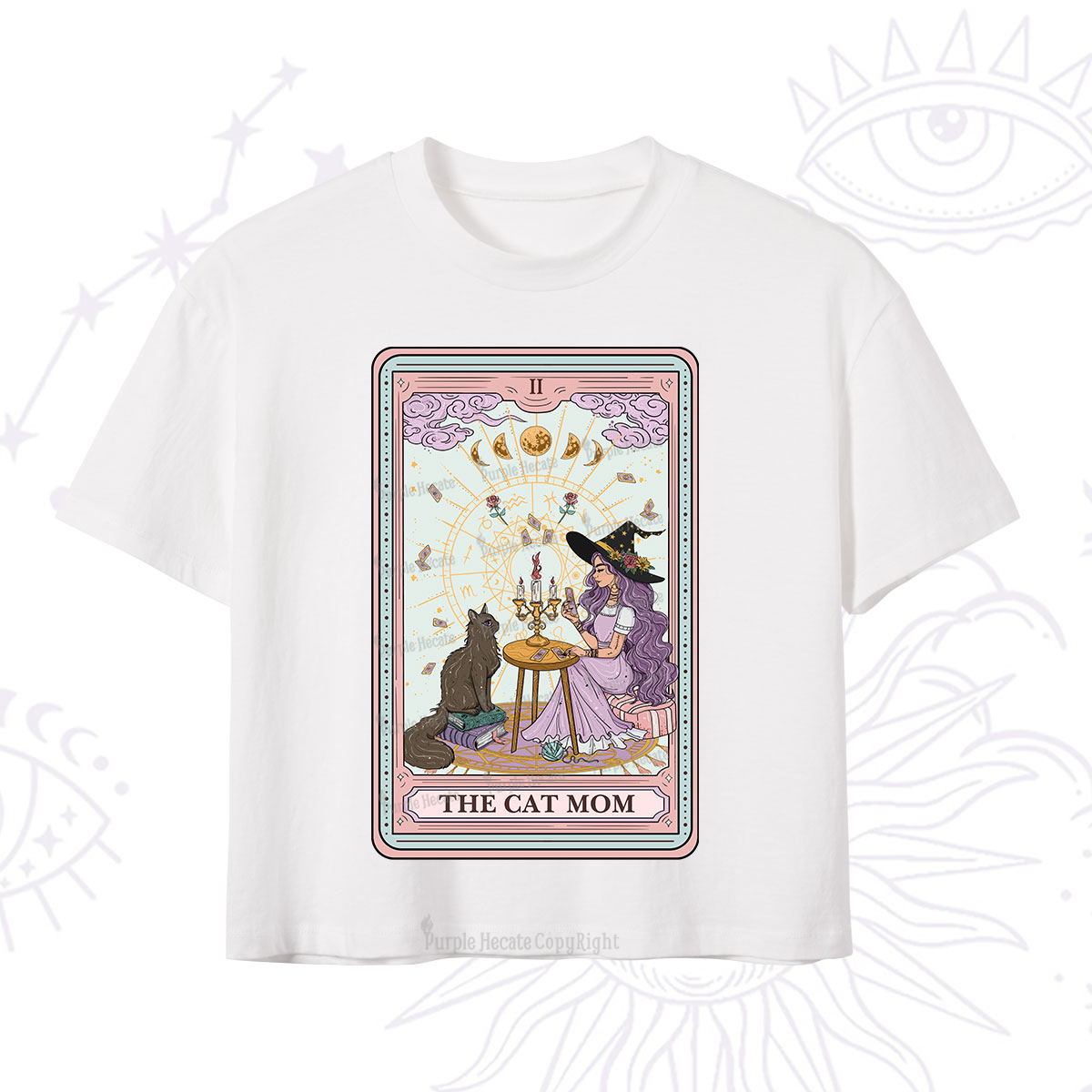 Purplehecate The Cat Witch Mom Tarot Crop T-Shirt