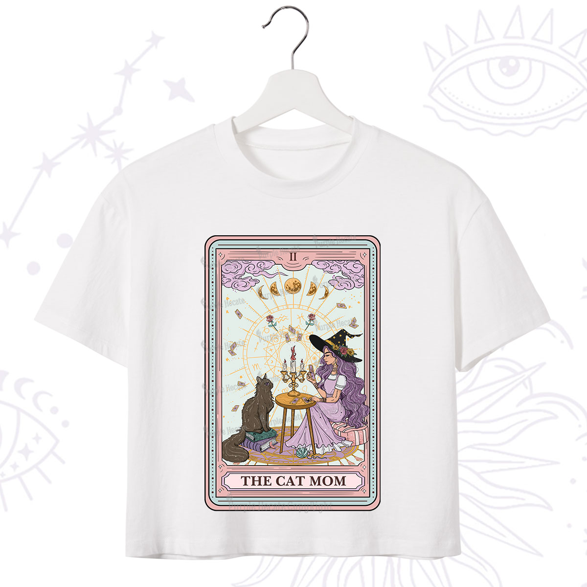 Purplehecate The Cat Witch Mom Tarot Crop T-Shirt