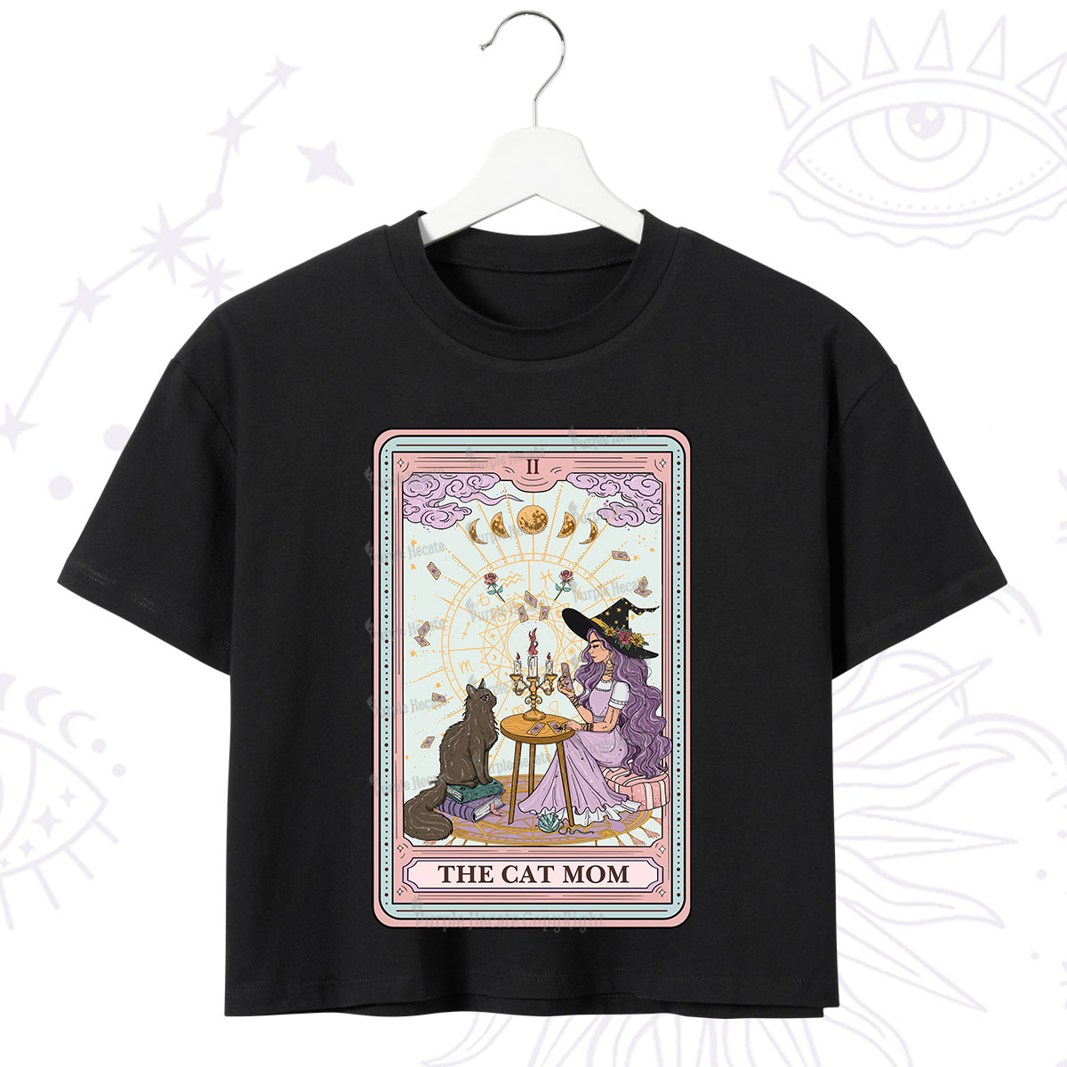 Purplehecate The Cat Witch Mom Tarot Crop T-Shirt