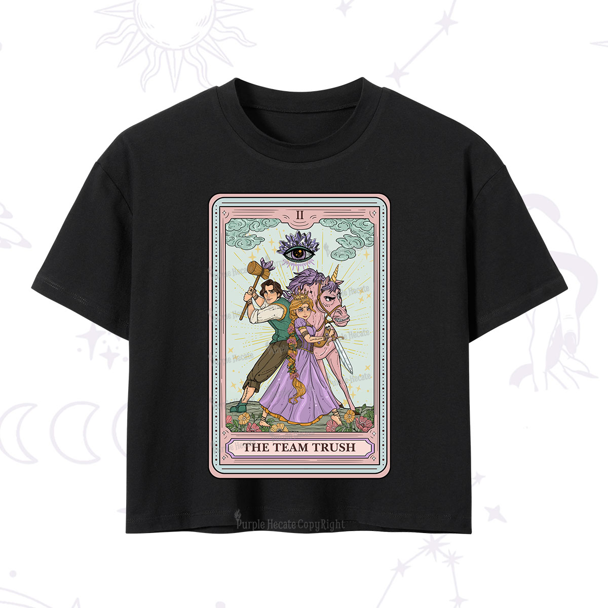 Purplehecate The Team Trush Tarot Card Crop T-Shirt