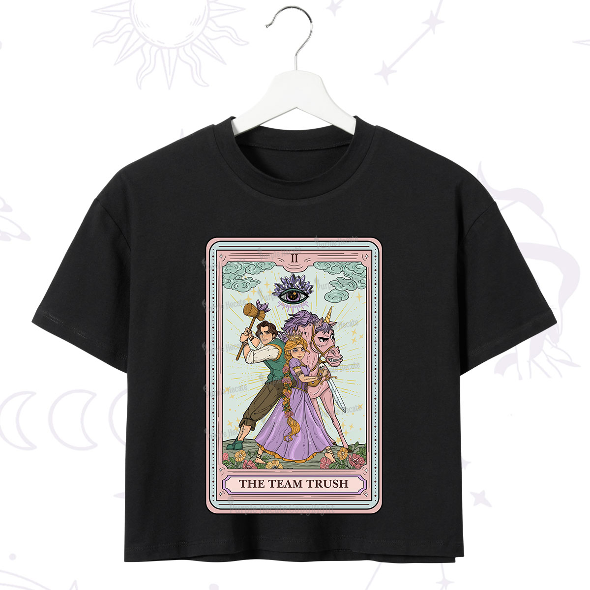 Purplehecate The Team Trush Tarot Card Crop T-Shirt