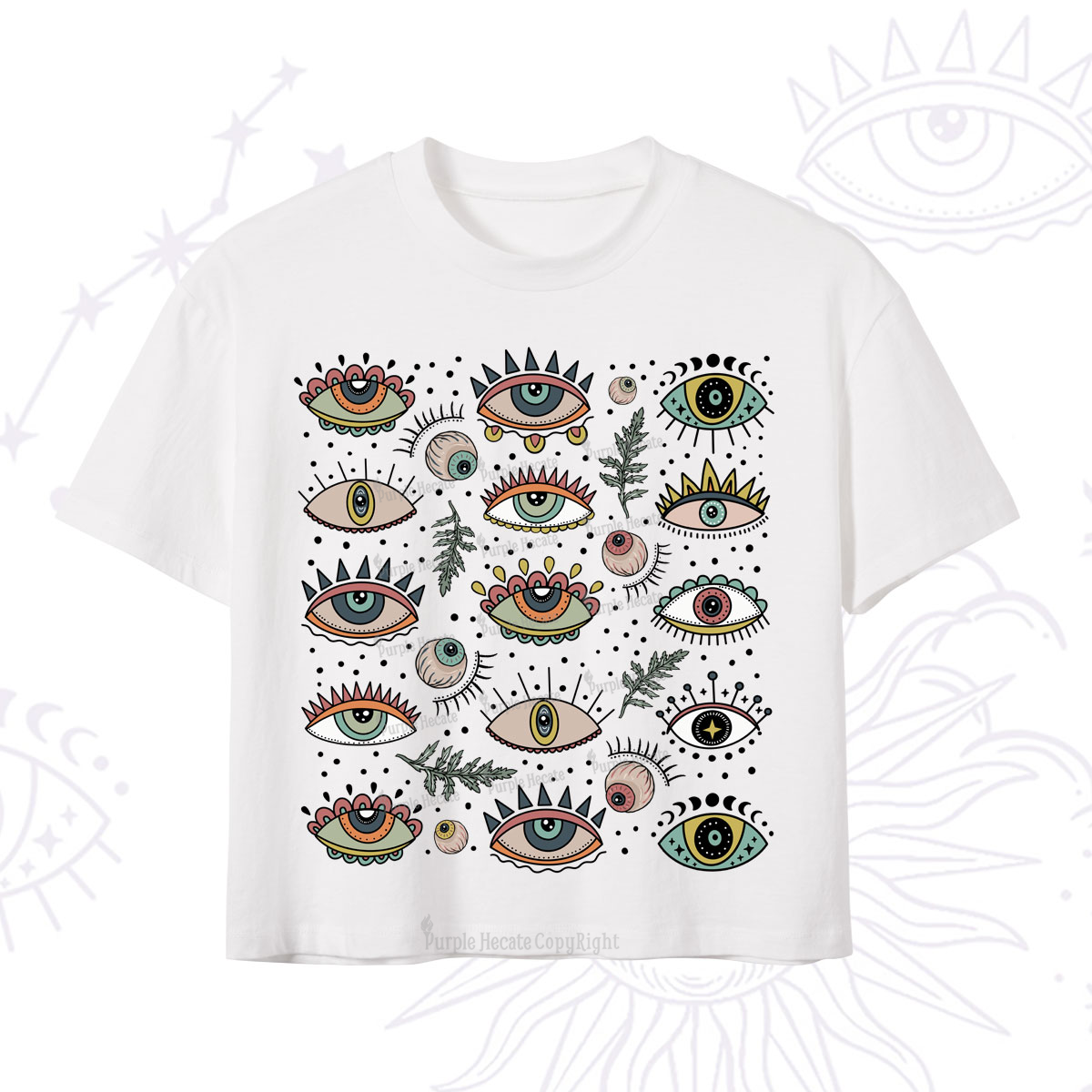 Purplehecate Evil Eye Array Crop T-Shirt