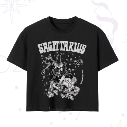 Purplehecate Sagittarius Zodiac Glyphs Crop T-Shirt