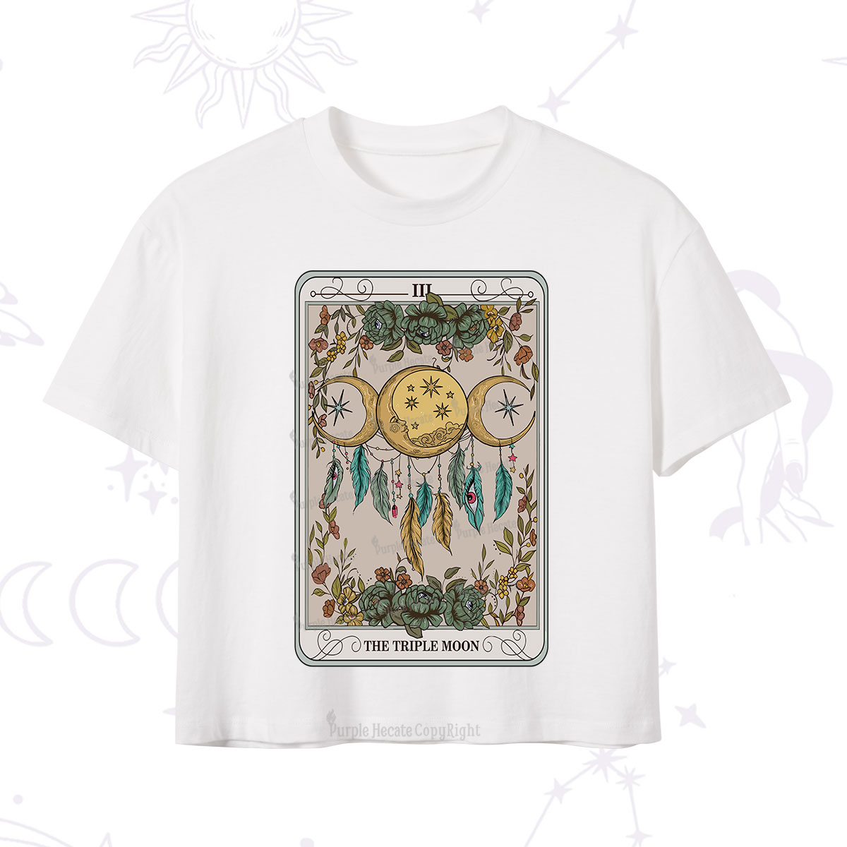 Purplehecate The Triple Moon Tarot Card Crop T-Shirt
