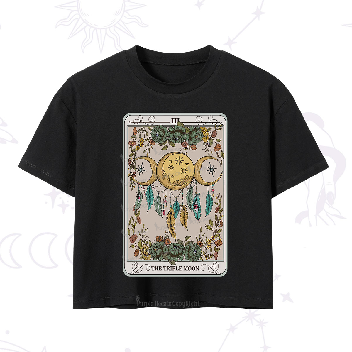 Purplehecate The Triple Moon Tarot Card Crop T-Shirt