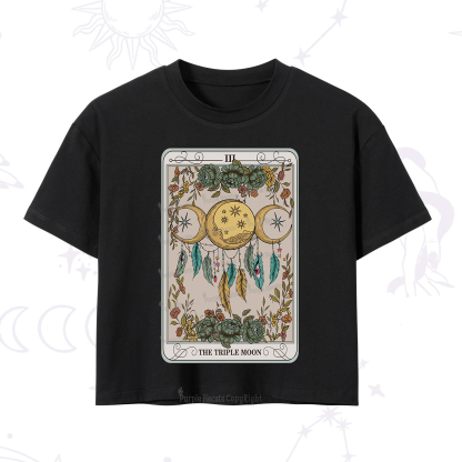 Purplehecate The Triple Moon Tarot Card Crop T-Shirt