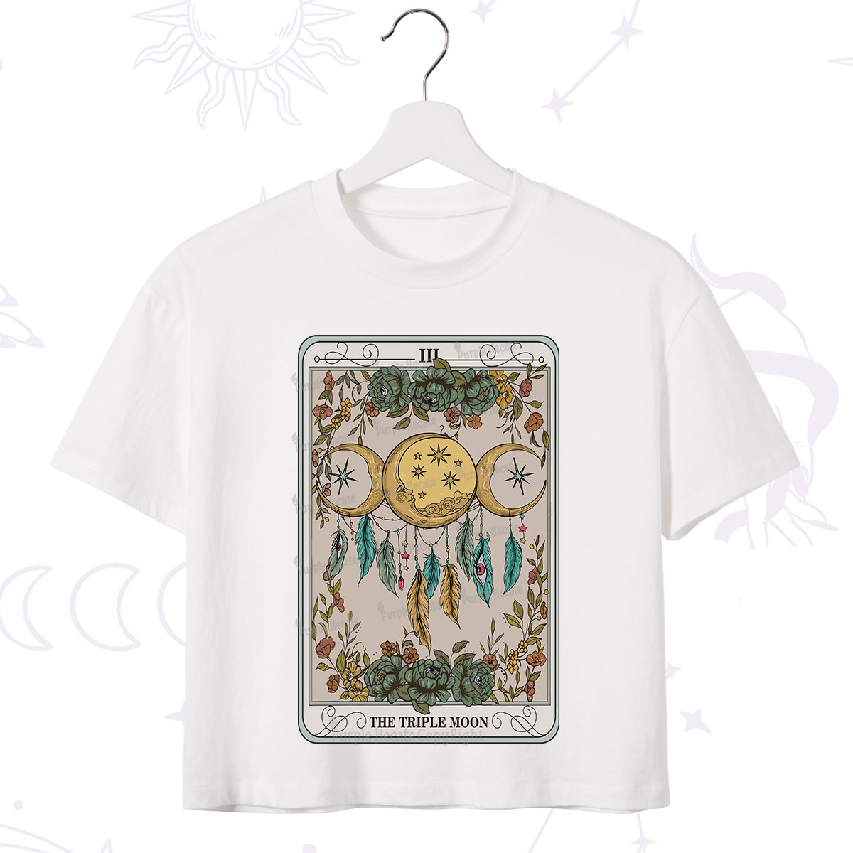 Purplehecate The Triple Moon Tarot Card Crop T-Shirt