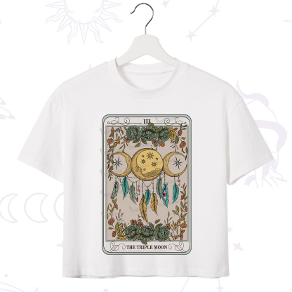 Purplehecate The Triple Moon Tarot Card Crop T-Shirt