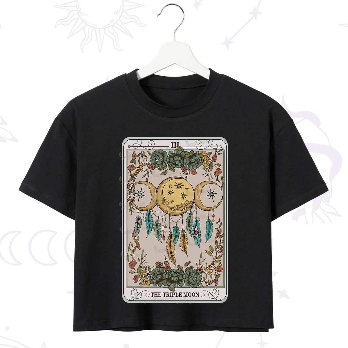 Purplehecate The Triple Moon Tarot Card Crop T-Shirt