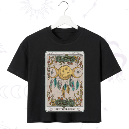 Purplehecate The Triple Moon Tarot Card Crop T-Shirt