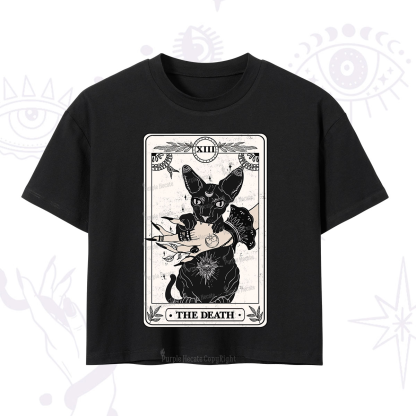 Purplehecate The Death Cat Tarot Crop T-Shirt
