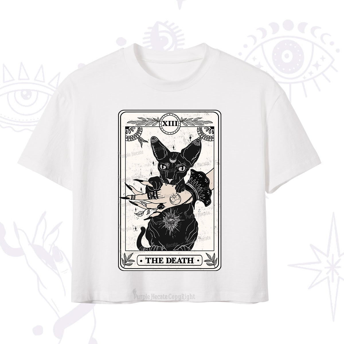 Purplehecate The Death Cat Tarot Crop T-Shirt