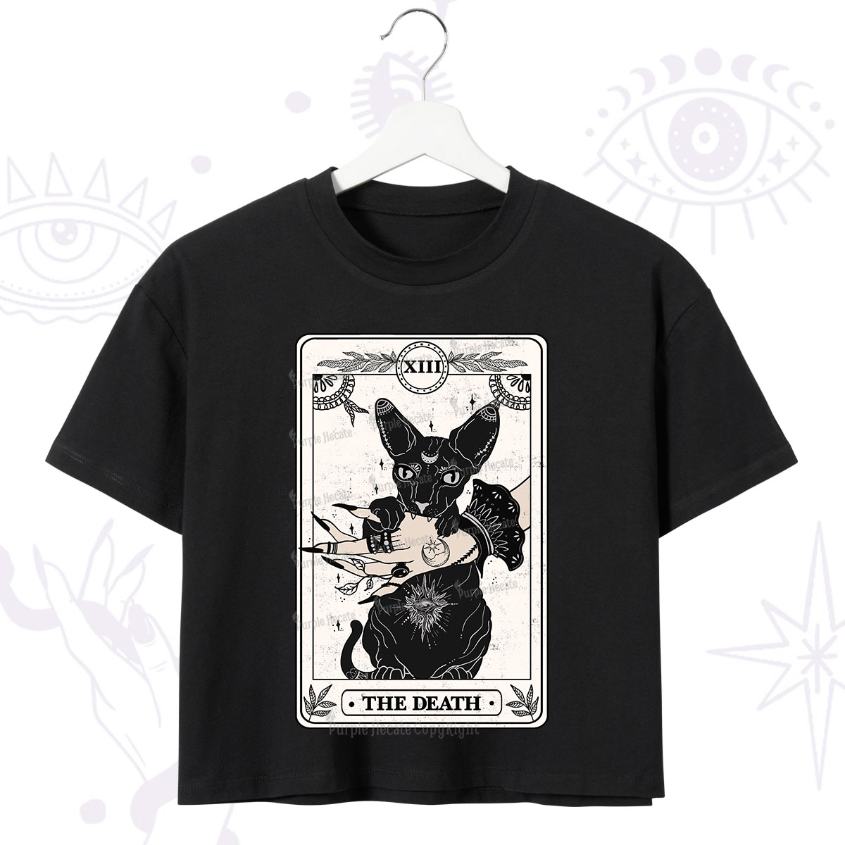 Purplehecate The Death Cat Tarot Crop T-Shirt