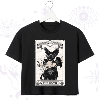 Purplehecate The Death Cat Tarot Crop T-Shirt