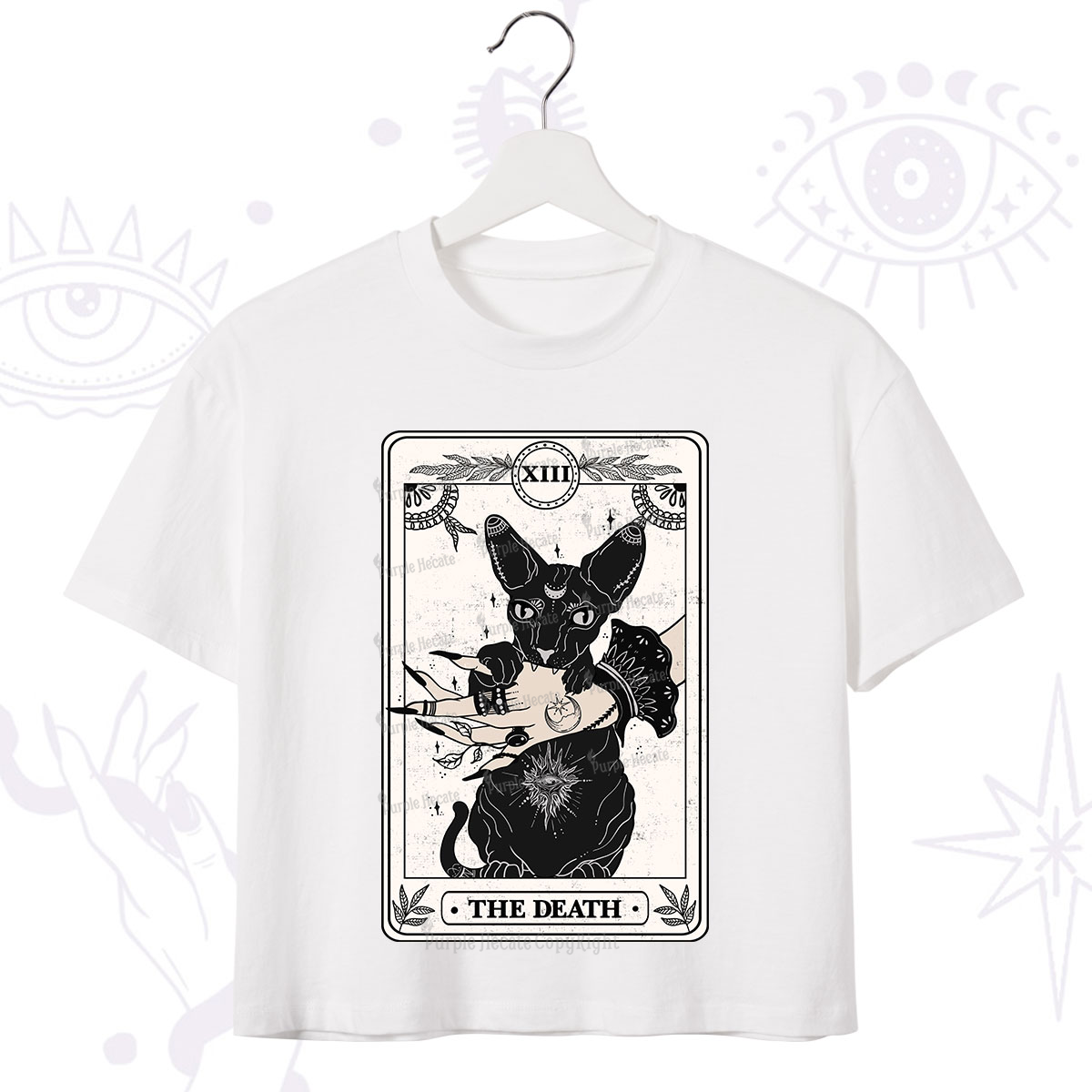 Purplehecate The Death Cat Tarot Crop T-Shirt