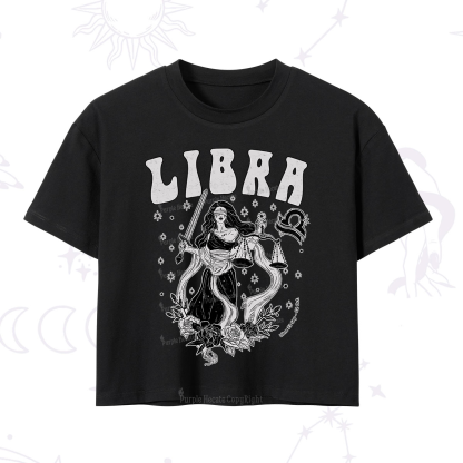 Purplehecate Libra Zodiac Glyphs Crop T-Shirt