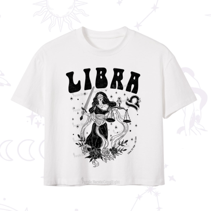 Purplehecate Libra Zodiac Glyphs Crop T-Shirt