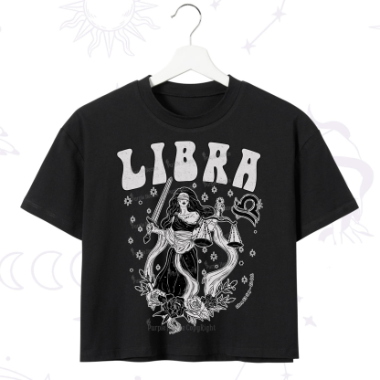 Purplehecate Libra Zodiac Glyphs Crop T-Shirt