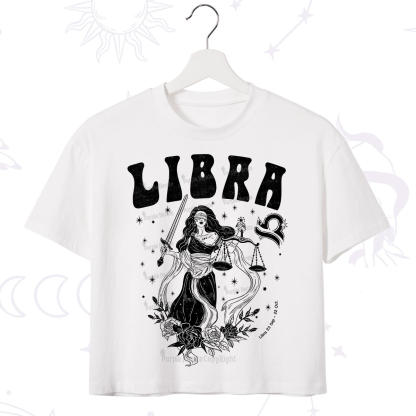 Purplehecate Libra Zodiac Glyphs Crop T-Shirt