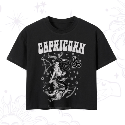 Purplehecate Capricorn Zodiac Glyphs Crop T-Shirt