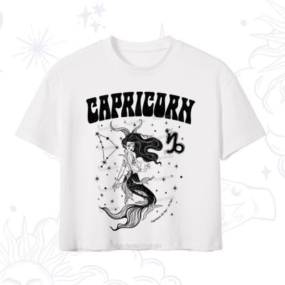 Purplehecate Capricorn Zodiac Glyphs Crop T-Shirt