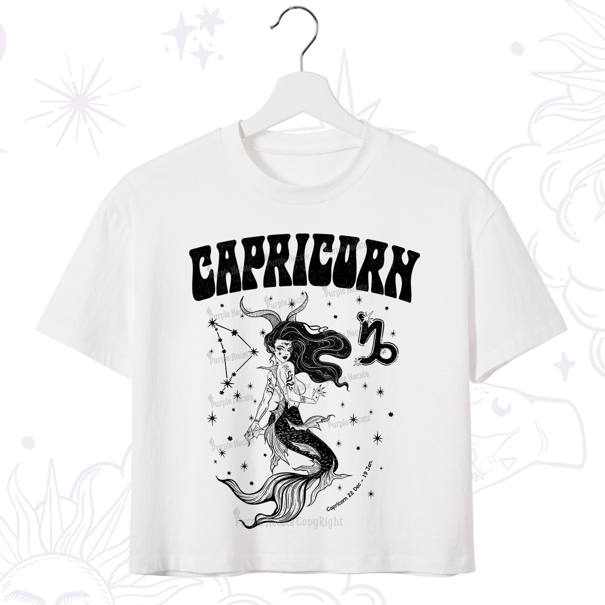 Purplehecate Capricorn Zodiac Glyphs Crop T-Shirt