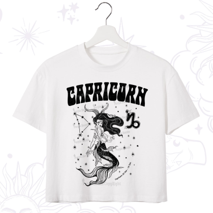Purplehecate Capricorn Zodiac Glyphs Crop T-Shirt