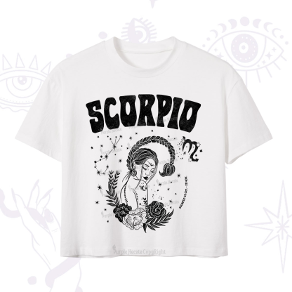 Purplehecate Scorpio Zodiac Glyphs Crop T-Shirt