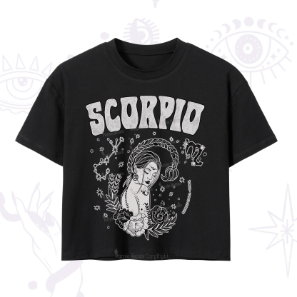 Purplehecate Scorpio Zodiac Glyphs Crop T-Shirt