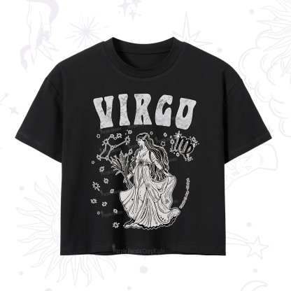 Purplehecate Virgo Zodiac Glyphs Crop T-Shirt