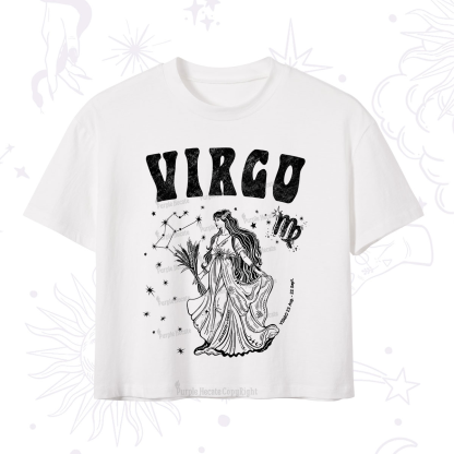 Purplehecate Virgo Zodiac Glyphs Crop T-Shirt