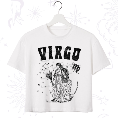 Purplehecate Virgo Zodiac Glyphs Crop T-Shirt
