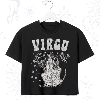 Purplehecate Virgo Zodiac Glyphs Crop T-Shirt