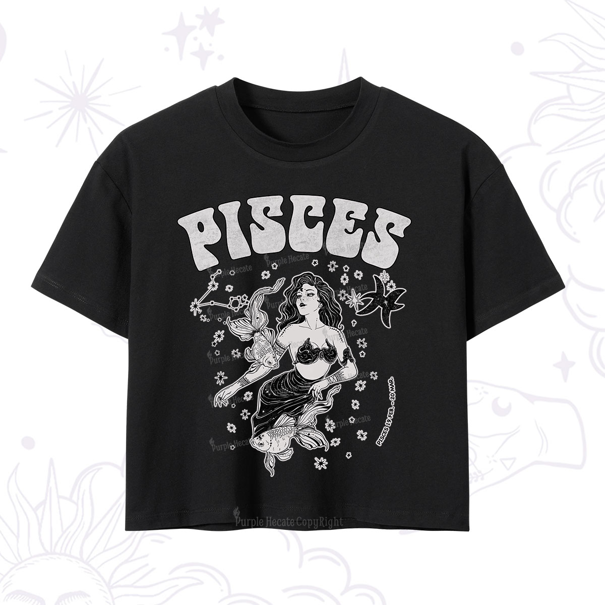 Purplehecate Pisces Zodiac Glyphs Crop T-Shirt