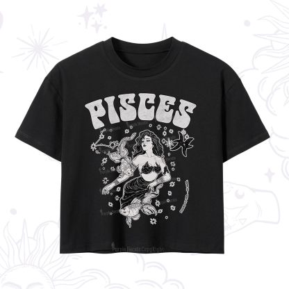 Purplehecate Pisces Zodiac Glyphs Crop T-Shirt