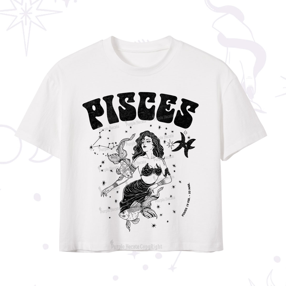 Purplehecate Pisces Zodiac Glyphs Crop T-Shirt