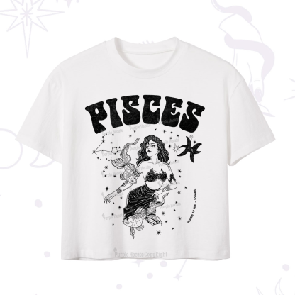 Purplehecate Pisces Zodiac Glyphs Crop T-Shirt