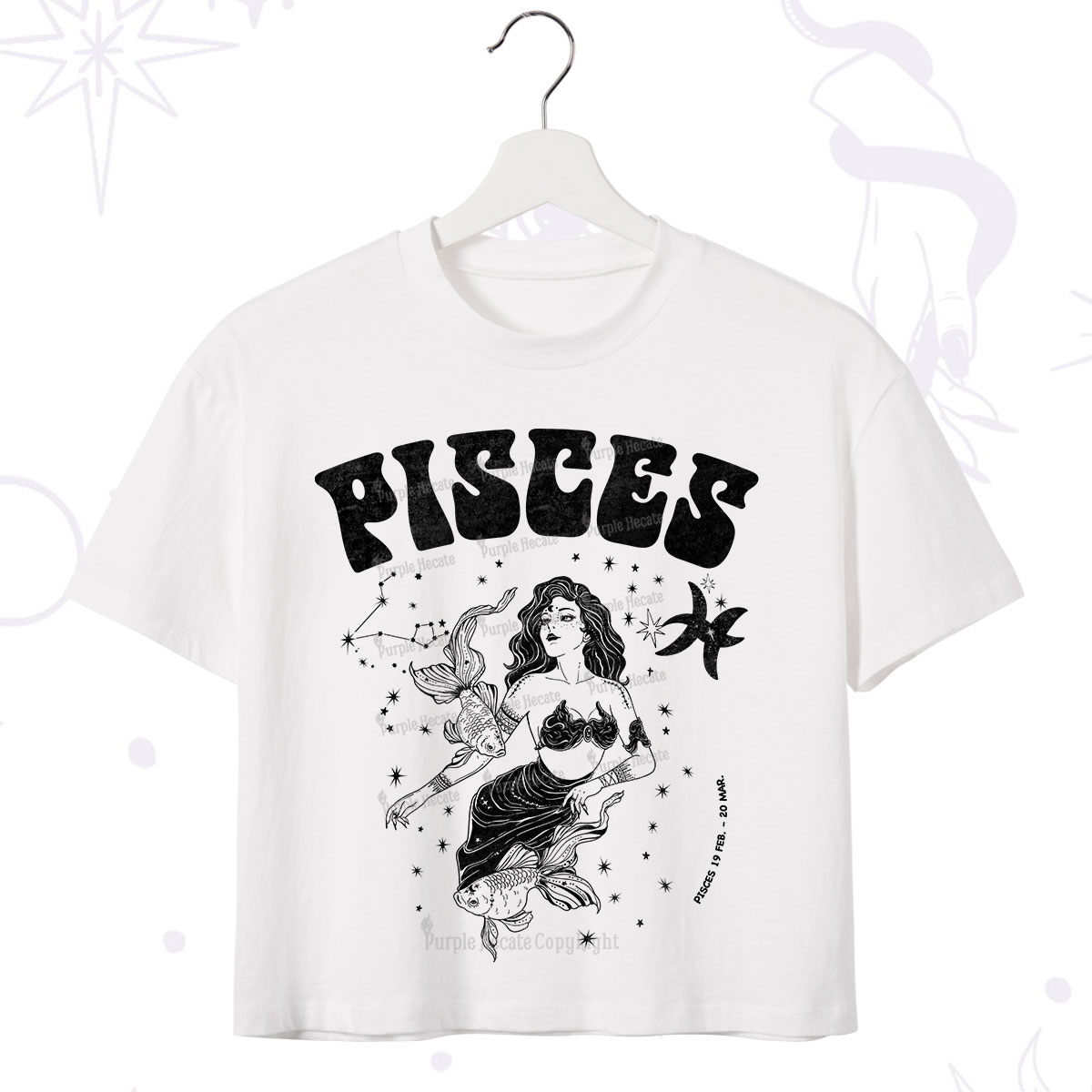 Purplehecate Pisces Zodiac Glyphs Crop T-Shirt