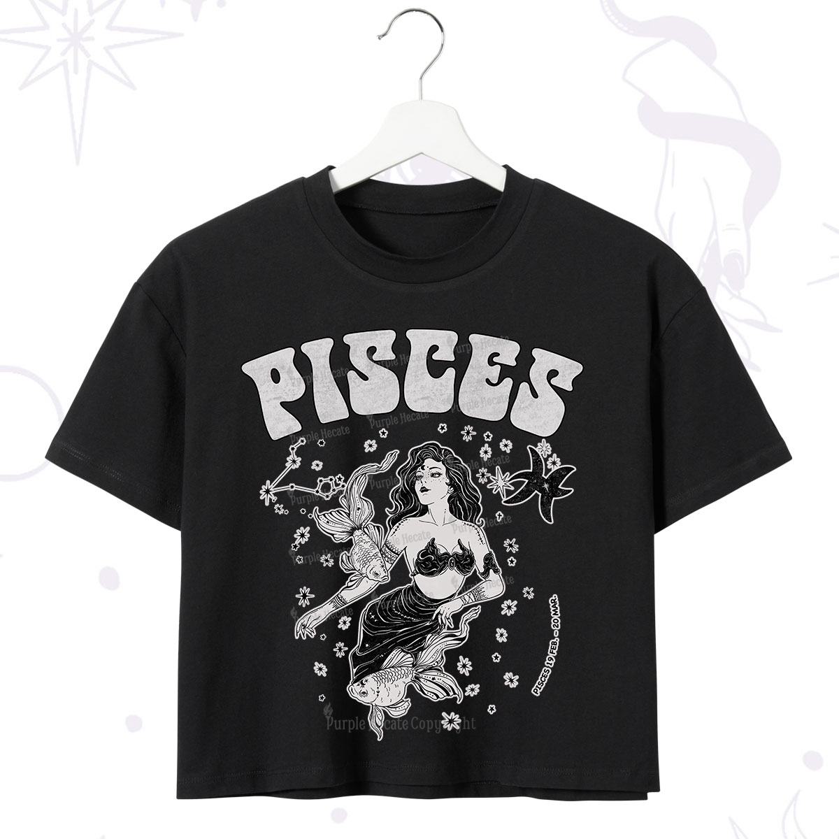Purplehecate Pisces Zodiac Glyphs Crop T-Shirt